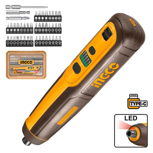 ATORNILLADOR INALAMBRICO +40 ACCESORIOS 1/4'' 4V INGCO (CSDLI04062)