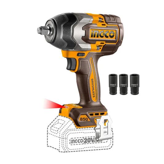 PISTOLA DE IMPACTO BL INALAMBRICA INDUSTRIAL 1/2´´ 20V/800NM INGCO (CIWLI20851)