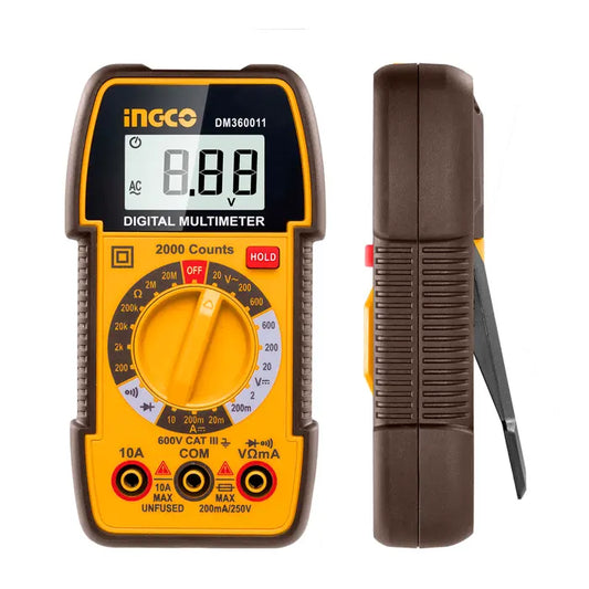MULTIMETRO INDUSTRIAL DIGITAL 2000 CUENTAS 600V INGCO (DM360011)
