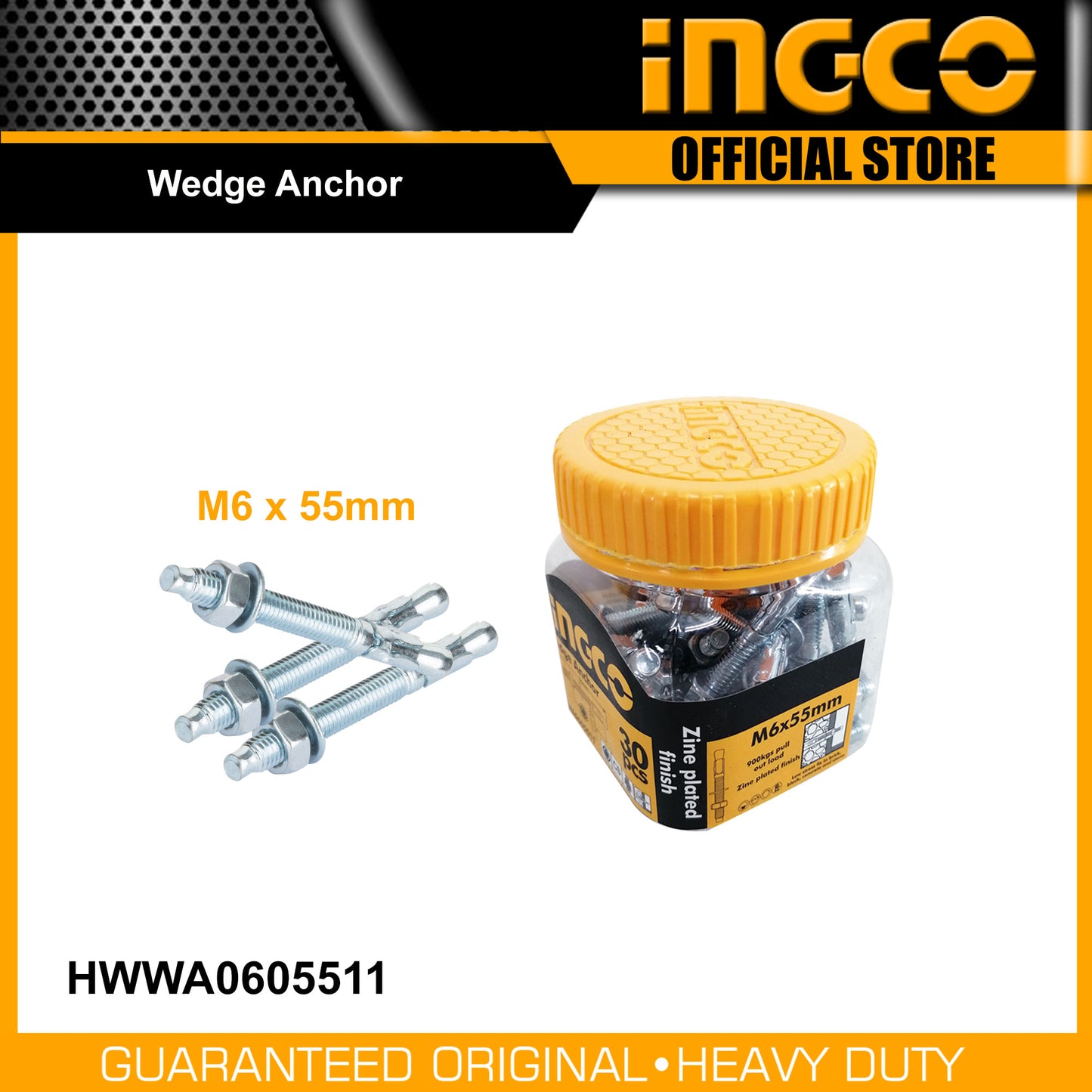 PERNO DE ANCLAJE M6X55MM 30PCS INGCO (HWWA0605511)