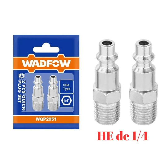 SET CONECTOR RAPIDO NEUMATICO TIPO USA MACHO 2 PIEZAS 1/4'' WADFOW (WQP2951)