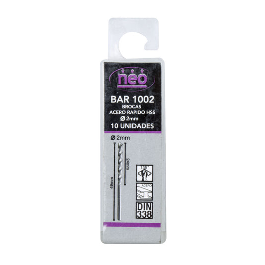 BROCAS DE ACERO RAPIDO NEO 2.0 mm (BAR 1002)