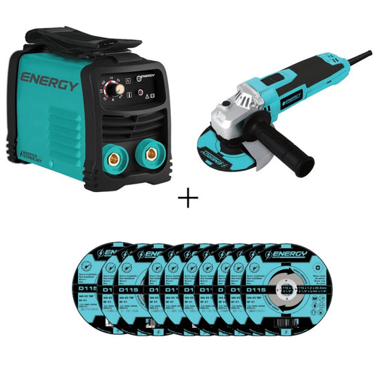 KIT SOLDADORA INVERTER 140A + ESMERIL + 10 DISCOS (IA140/2/220 PL)