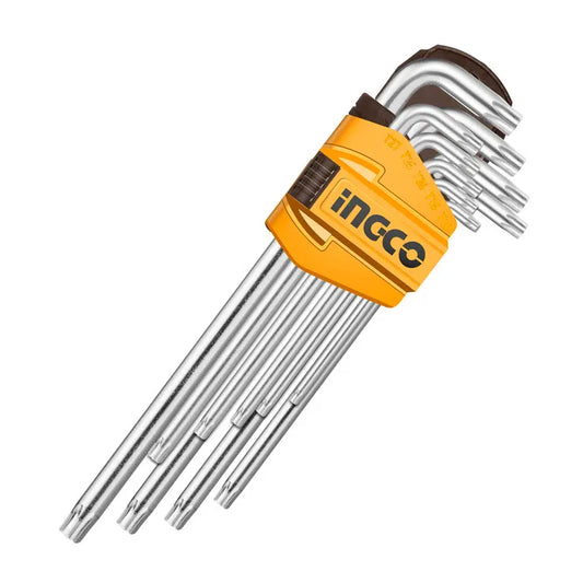 SET LLAVES TORX LARGAS INDUSTRIAL 9 PIEZAS T10-T50 INGCO (HHK13092)
