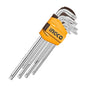 SET LLAVES TORX LARGAS INDUSTRIAL 9 PIEZAS T10-T50 INGCO (HHK13092)