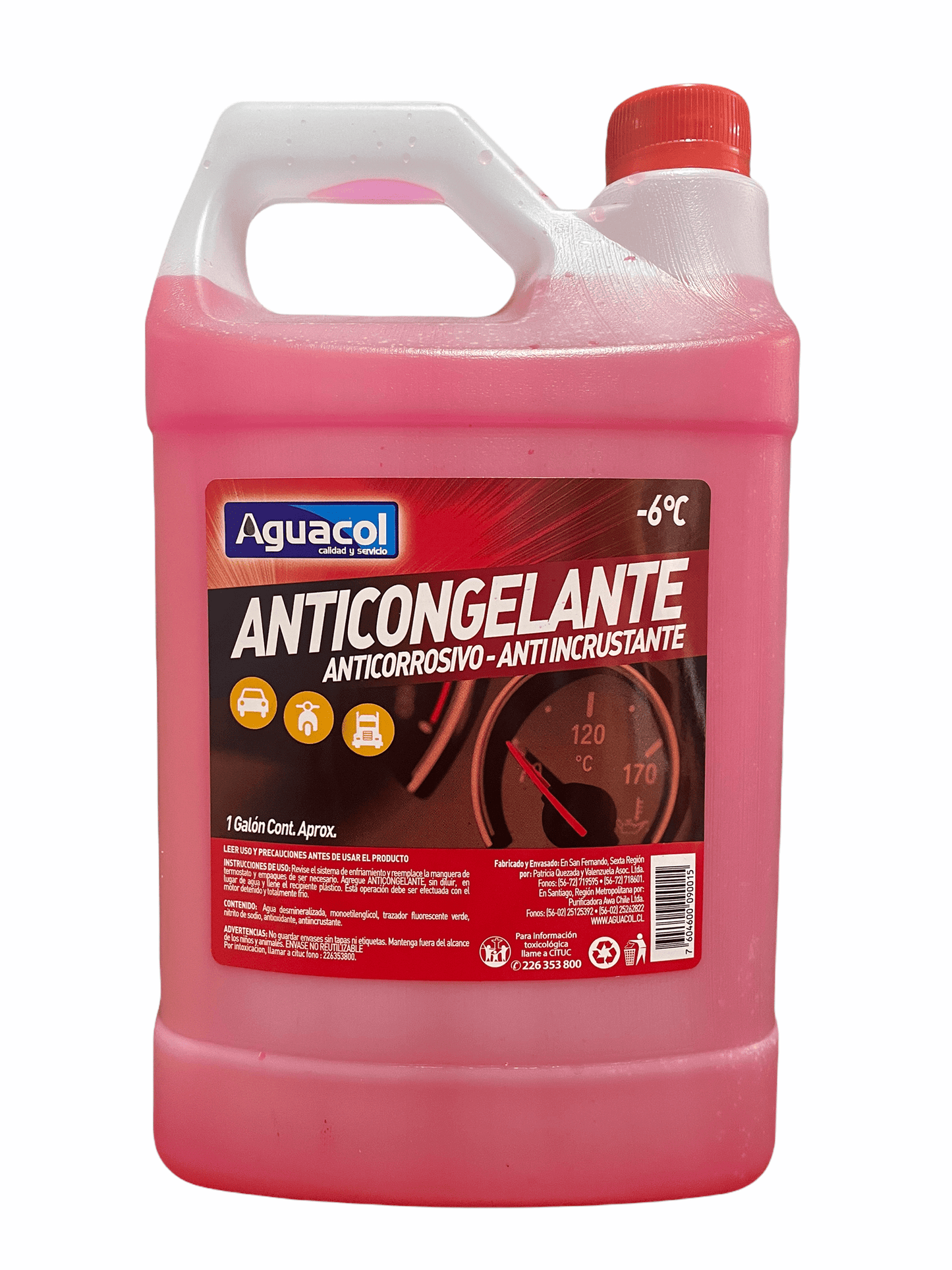 REFRIGERANTE ANTICONGELANTE -6 AGUACOL ROJO B-4L