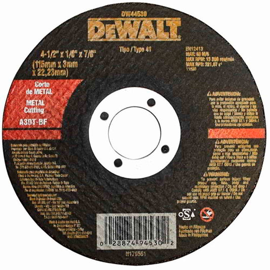 DISCO DESBASTE METAL DEWALT 4 1/2´´ X 1/4´´ X 7/8´´ (DW44540)