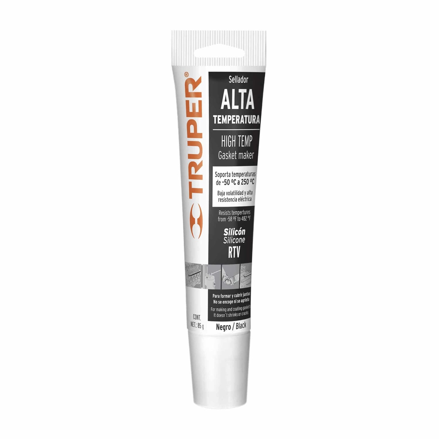 SILICONA ALTA TEMPERATURA TRUPER NEGRA 85 GR. (ALTE-N)