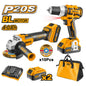 COMBO INAL. INGCO TALADRO 20V+ESMERIL ANGULAR 20V(CKLI2009)