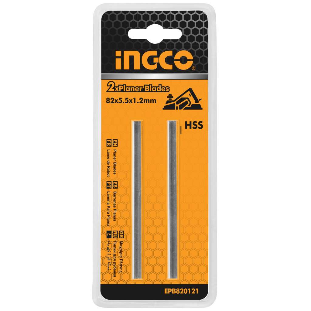 PAR DE CUCHILLAS HSS PARA CEPILLO 82X5.5X1.2MM INGCO (EPB820121)