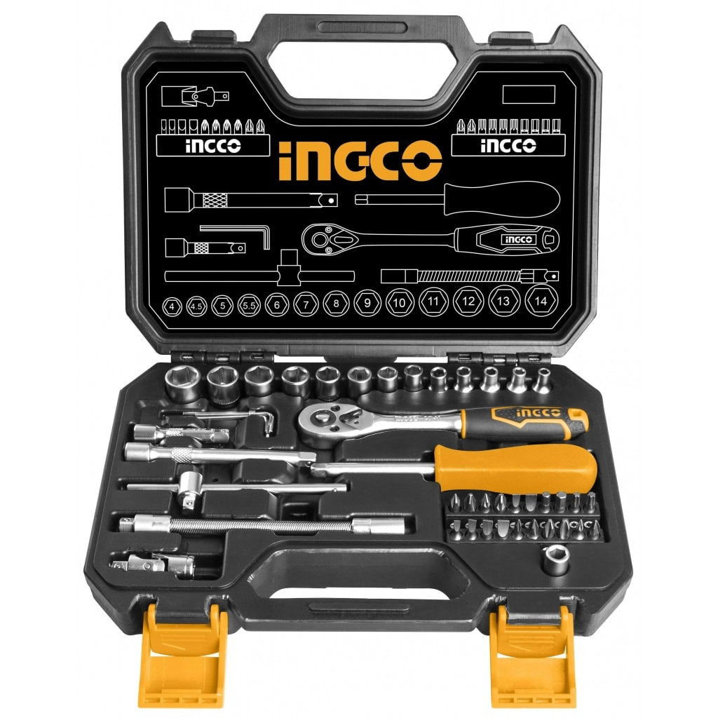 SET DADOS 1/4´´ SET 45 PIEZAS CON MALETIN INGCO (HKTS14451)