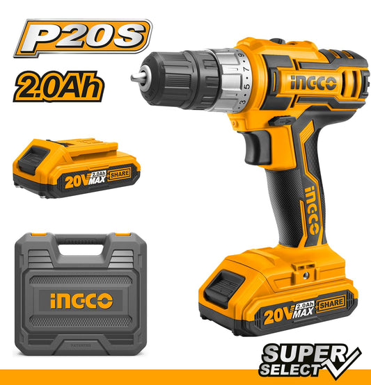 TALADRO INALAMBRICO 20V 0.8-10MM INGCO (CDLI20021)