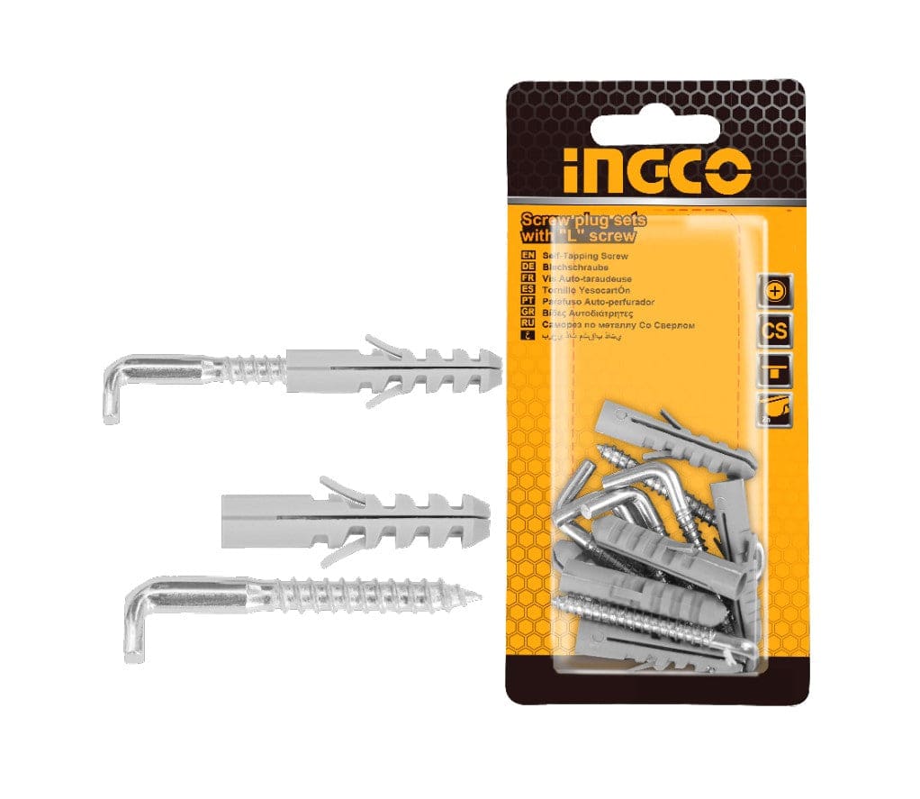 TORNILLO ESCUADRA 5MM CON TARUGO 8X40MM 6UNID INGCO (HWSPK5032)