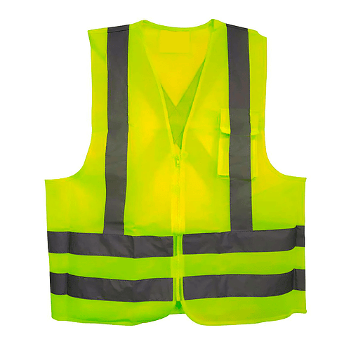 CHALECO FLUORESCENTE SECURITY AMARILLO CON CINTAS REFLECTANTES