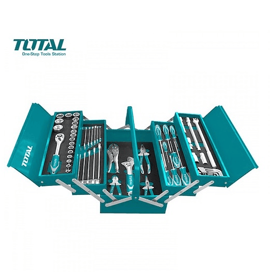 JUEGO DE HERRAMIENTAS TOTAL 59 PIEZAS CAJA METALICA (THTCS12591)