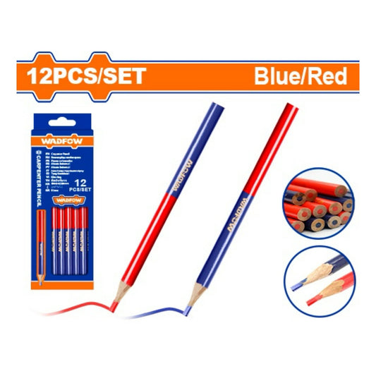 LAPIZ CARPINTERO BICOLOR 12 PIEZAS AZUL/ROJO WADFOW (WMQ2512)