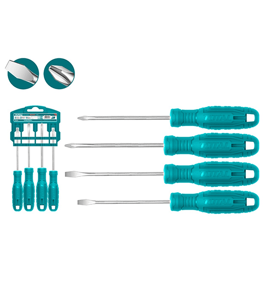 JUEGO DE DESTORNILLADORES TOTAL 4 PZAS. (THTDC250401)
