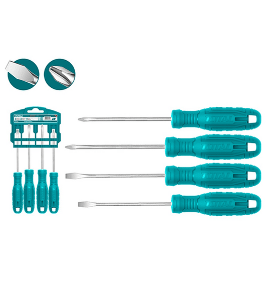 JUEGO DE DESTORNILLADORES TOTAL 4 PZAS. (THTDC250401)