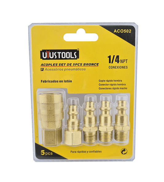 SPA05U (SET 5 PCS SOPLETE AIRE Y ACCESORIOS COMPRESOR UYUSTOOLS)