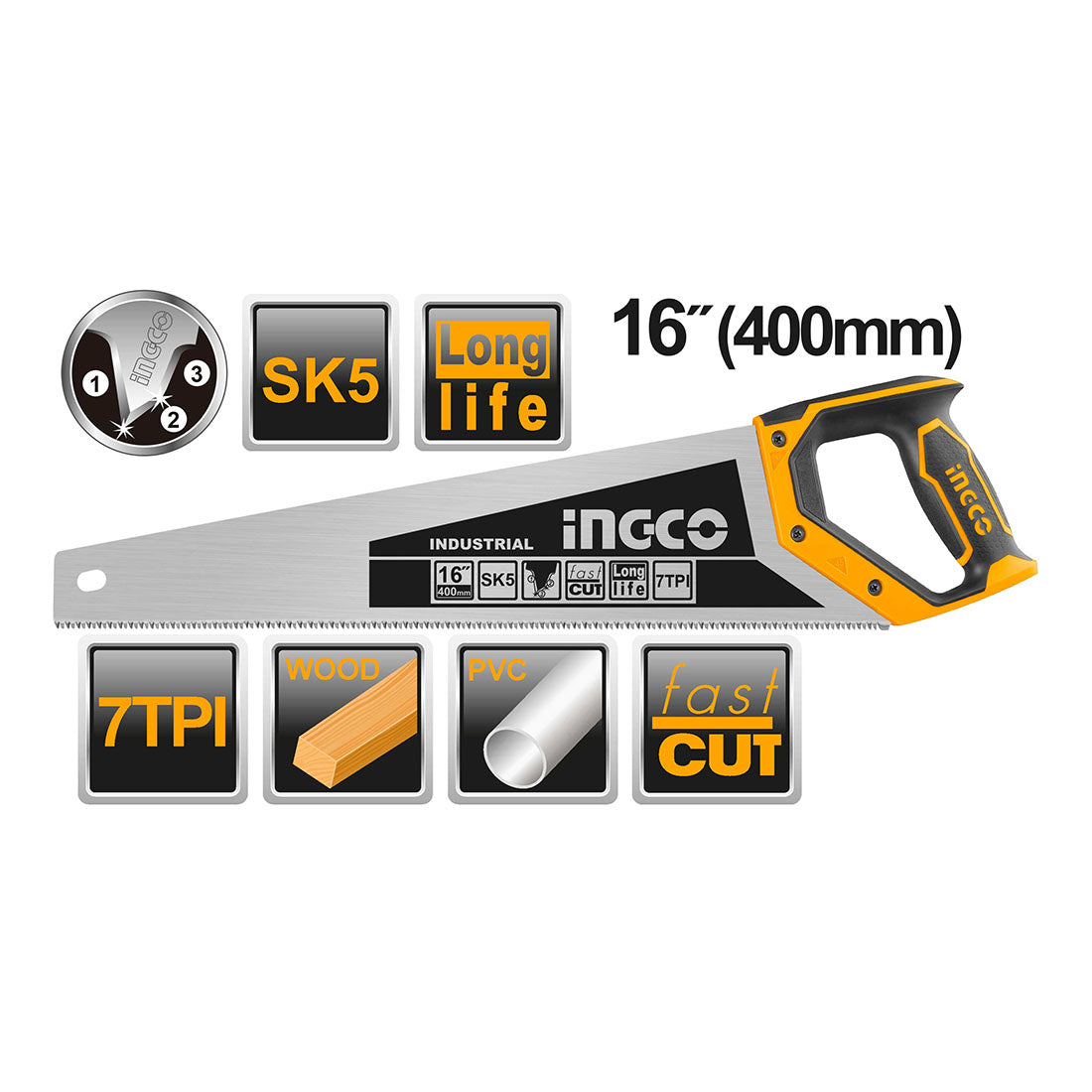 SERRUCHO CARPINTERO PROFESIONAL 400MM/16´´ INGCO (HHAS28400)