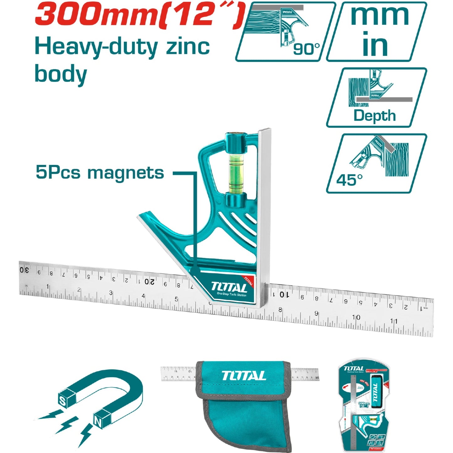ESCUADRA ANGULAR TOTAL INOXIDABLE 30 CMS (TMT653005)
