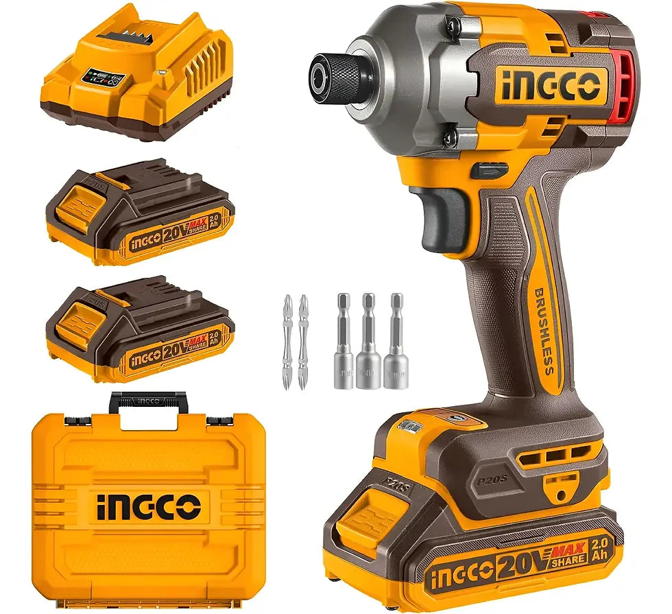 PISTOLA DE IMPACTO BL +2 BAT Y CARG NORMAL 1/2´´ 20V/300NM INGCO (CIWLI2038)