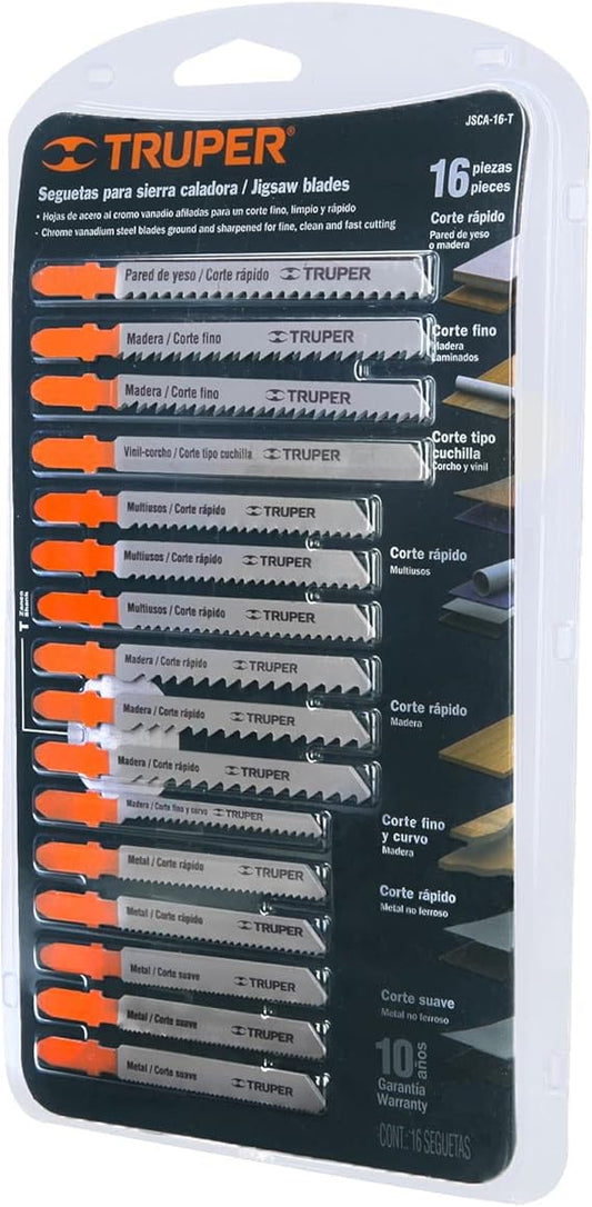 SET SEGUETAS TRUPER 16 PZAS. METAL-MADERA-MULTIUSOS (JSCA-16-T)