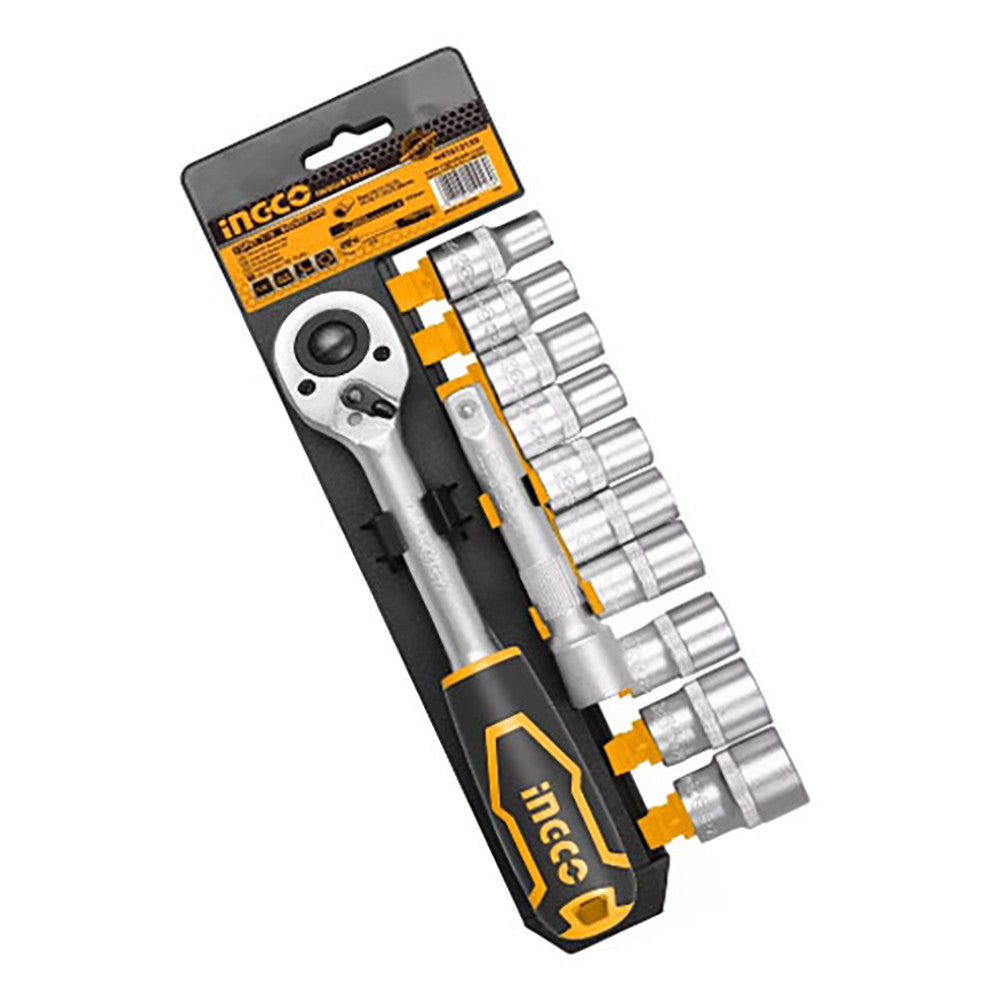 SET DE 10 DADOS + EXTENSION Y CHICHARRA DE 1/2´´ INGCO (HKTS12122)