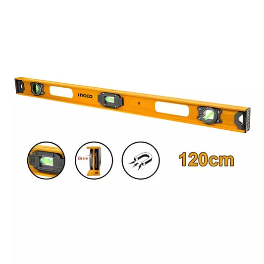 NIVEL DE 3 BURBUJAS 120CM INGCO CON IMAN (HSL28120)