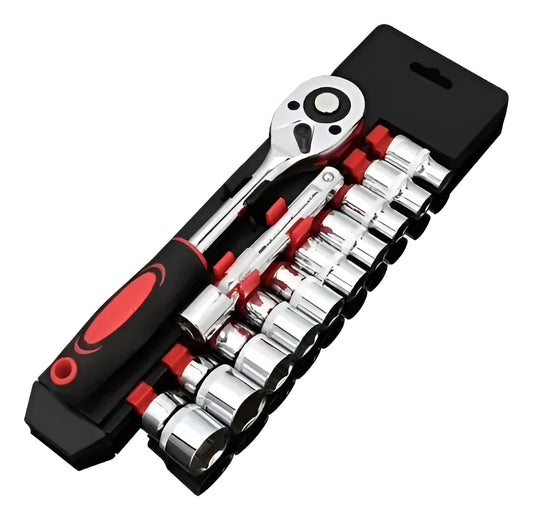 JUEGO DE DADOS + CHICHARRA 3/8´´ REDLINE 11 UNIDADES