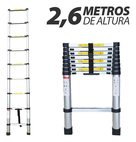 ESCALERA TELESCOPICA DE ALUMINIO 2MX8 PELDAÑOS LADDER (AM42-208I)