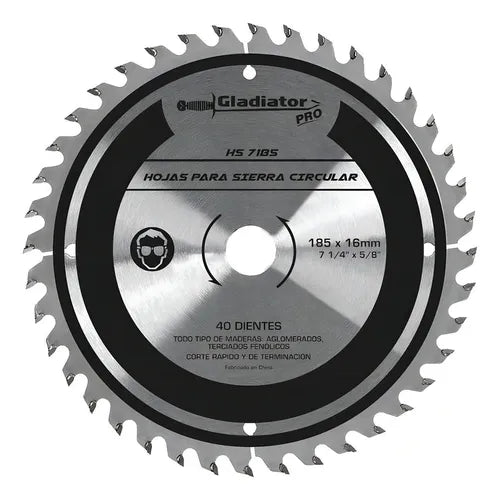 DISCO DE SIERRA GLADIATOR 7 1/4´´ 40 Dientes (HS 7185)