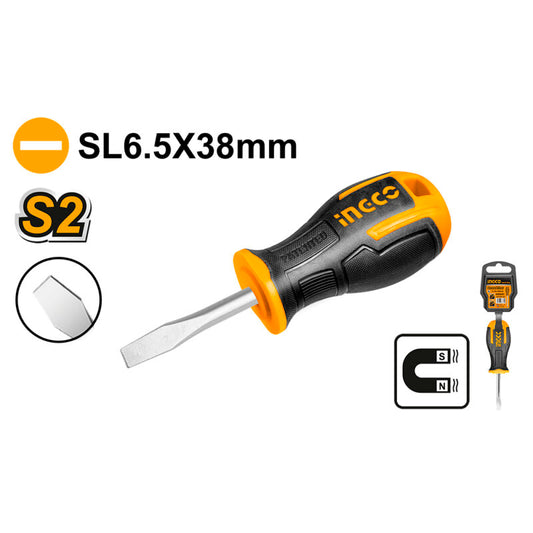 DESTORNILLADOR MINI INDUSTRIAL PUNTA PLANA SL6.5X38 INGCO (HS686038)