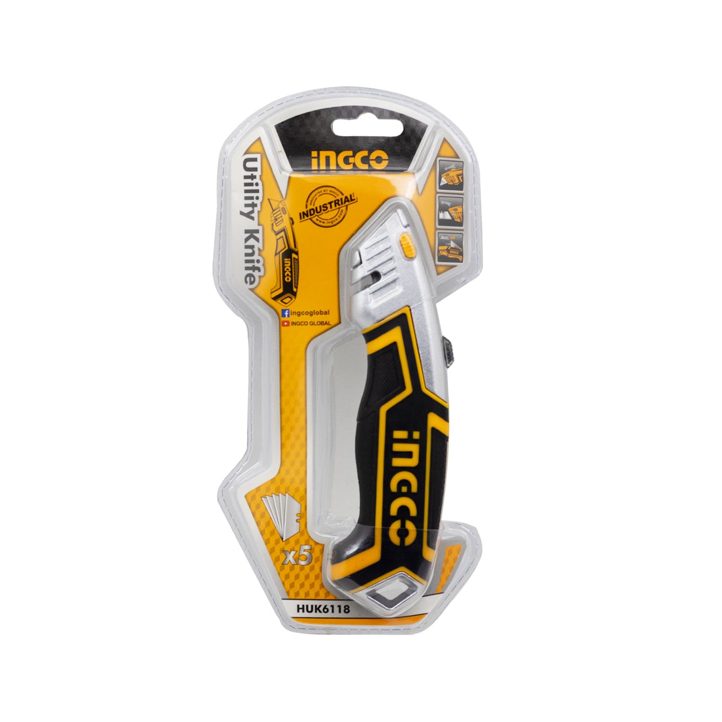 CUCHILLO RETRACTIL INDUSTRIAL INGCO (HUK6118)