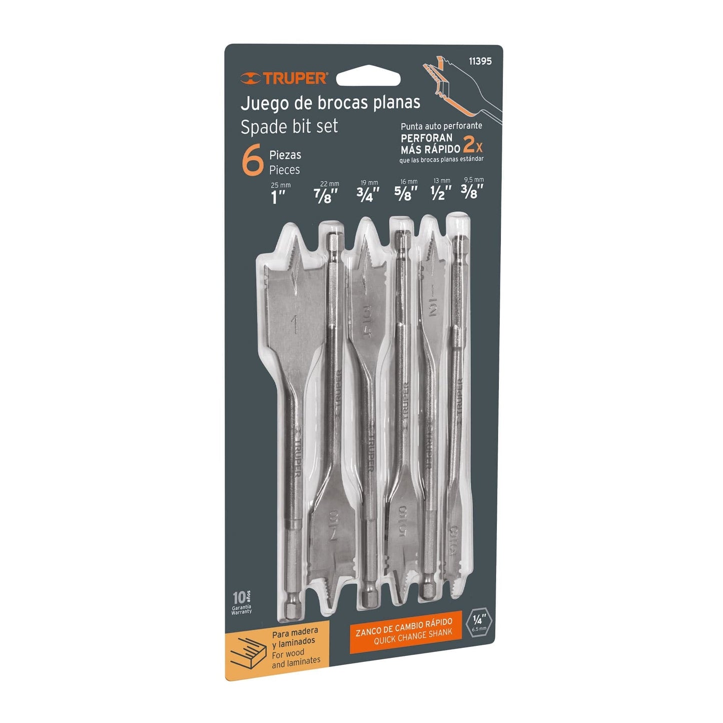 JUEGO DE BROCAS PLANAS MADERA TRUPER 6 PZAS (J-BPT-6)