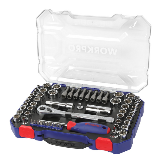JUEGO DE DADOS WORKPRO 1/4´´ Y 3/8´´ DE 63 PIEZAS (W003070)