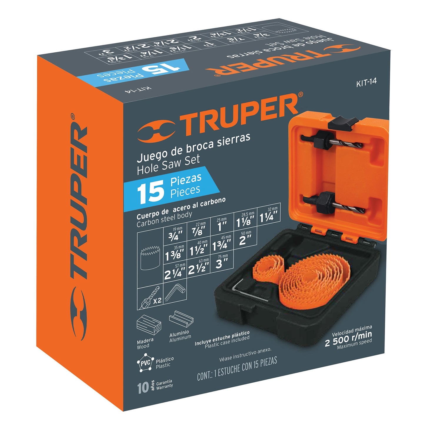 JUEGO DE CORTACIRCULOS TRUPER 15 PIEZAS (KIT-14)