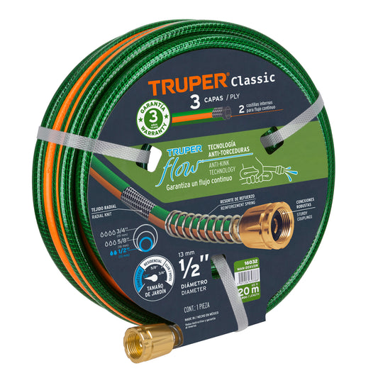 MANGUERA TRUPER 20 M 1/2´´ CON ACOPLE (MAN-20X1/2RE)