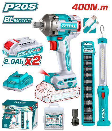 COMBO LLAVE DE IMPACTO Y LINTERNA INALAMBRICO TOTAL 20V (TOSLI23048)