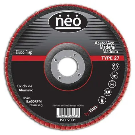 DISCO FLAP NEO 7´´ X 7/8´´ ACERO Y ACERO INOX GR 120 (10FZA 180 120)
