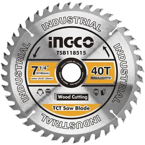 DISCO DE SIERRA CIRCULAR INGCO 185 MM 7-1/4´´ 40T MADERA (TSB118515)