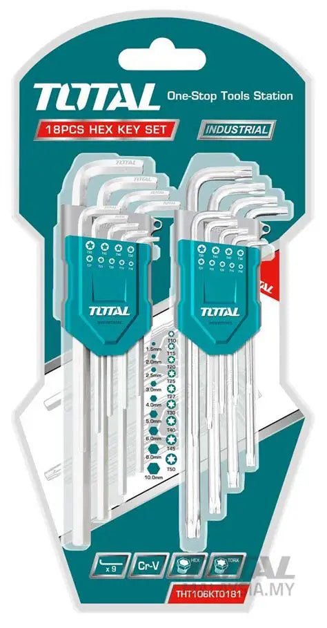 JUEGO LLAVE HEXAGONAL 18 PCS TOTAL INDUSTRIAL (THT106KT0181)
