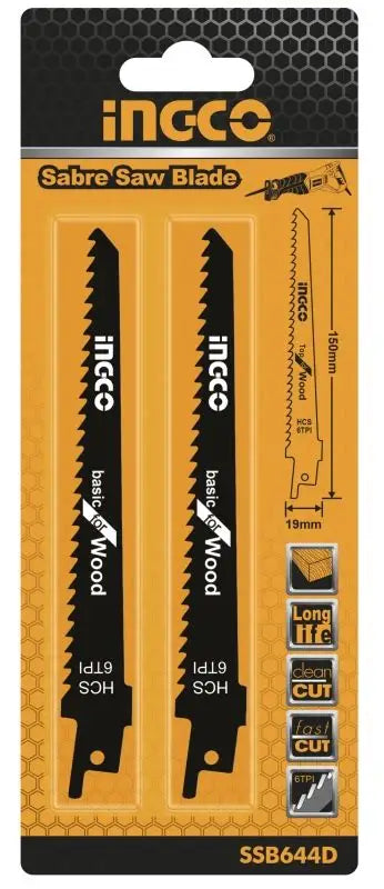 HOJAS SIERRA SABLE PARA MADERA 150MM PACK 2 UNIDADES INGCO (SSB644D)