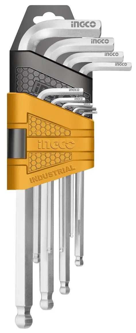 JUEGO DE LLAVES ALLEN CABEZA DE BOLA 9 PIEZAS 1.5-10MM INGCO (HHK12091)