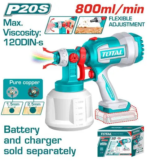 PISTOLA PINTAR INALAMBRICO 20V 800ML TOTAL (TSGLI2004)
