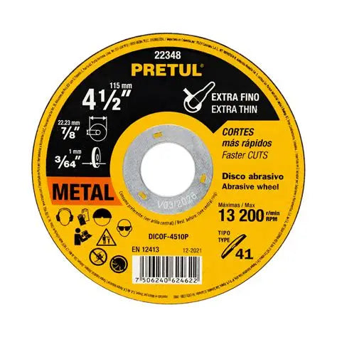 DISCO DE CORTE PRETUL 4 1/2´´ METAL (DICOF-4510P)