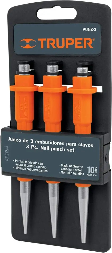 JUEGO DE 3 EMBUTIDORES DE CLAVOS TRUPER (PUNZ-3)