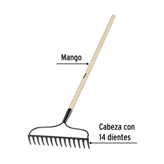 RASTRILLO PRETUL 14 DIENTES C/MANGO (R-14AL-P)