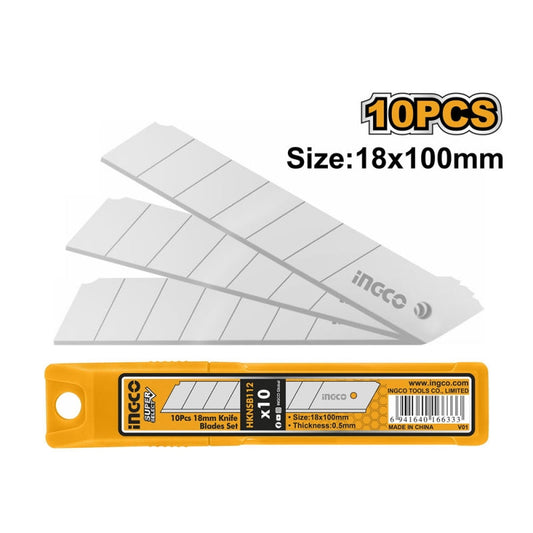 HOJA REPUESTO CUCHILLO CARTONERO 18X100MM 10PCS INGCO (HKNSB181)
