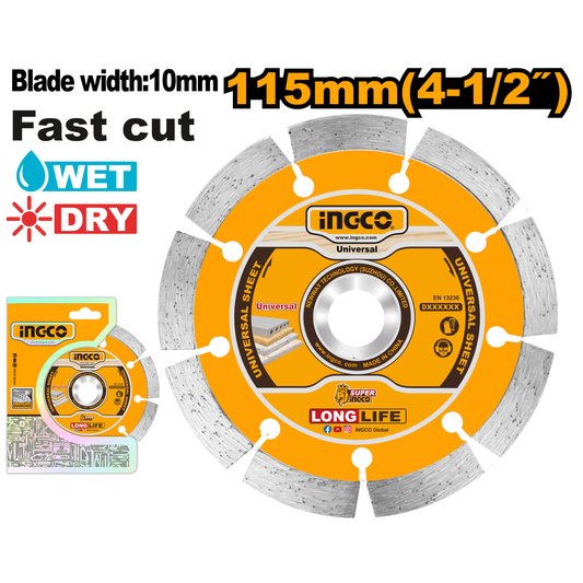 DISCO DIAMANTADO SEGMENTADO 115X22.2MM INGCO (DMD011152M)